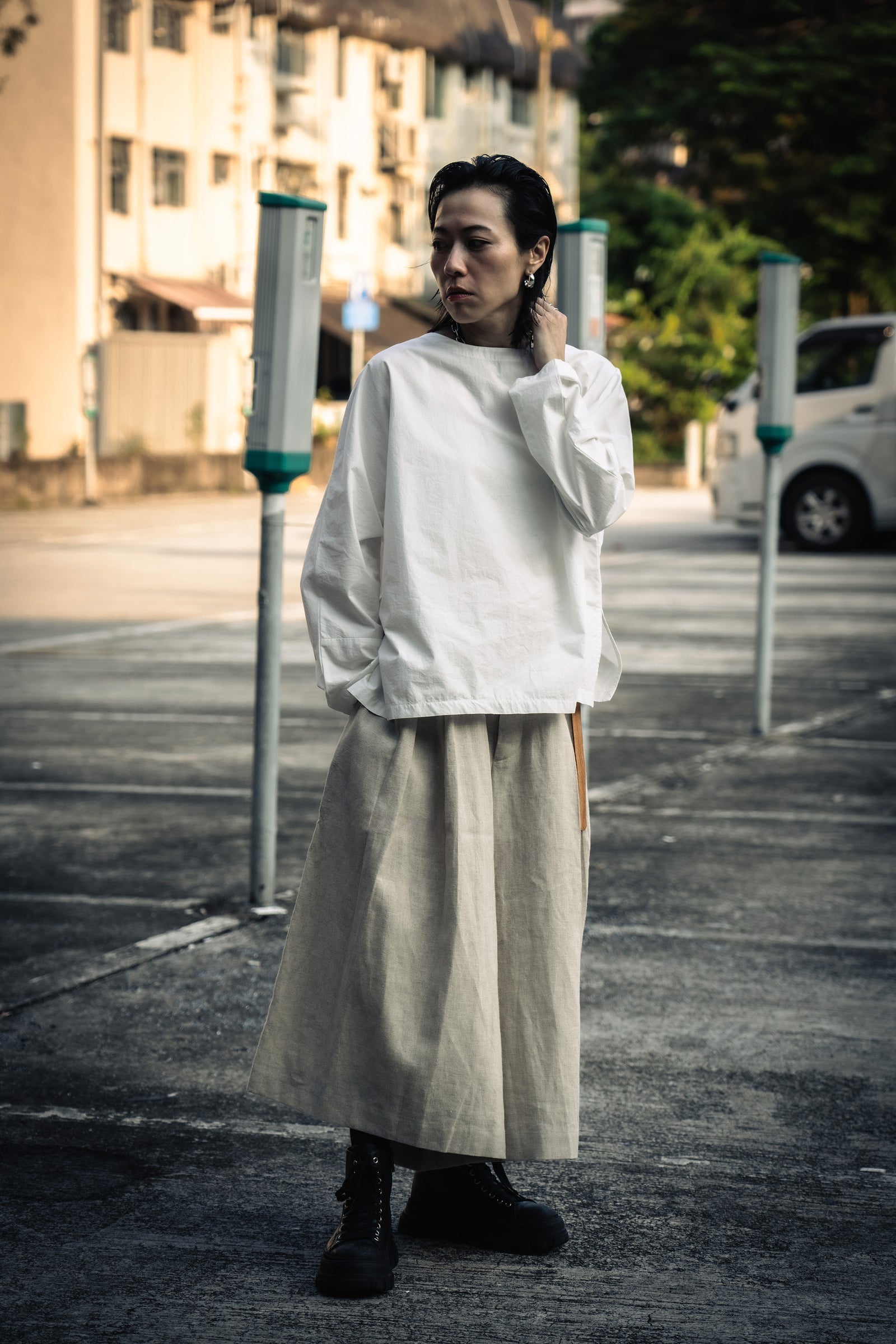 The L/S Dolman Sleeve Top - White