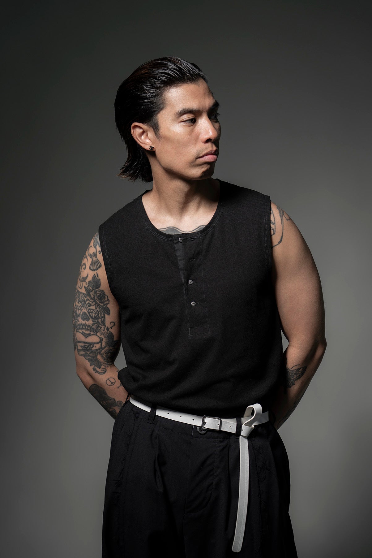 The Henley Vest Top - Black
