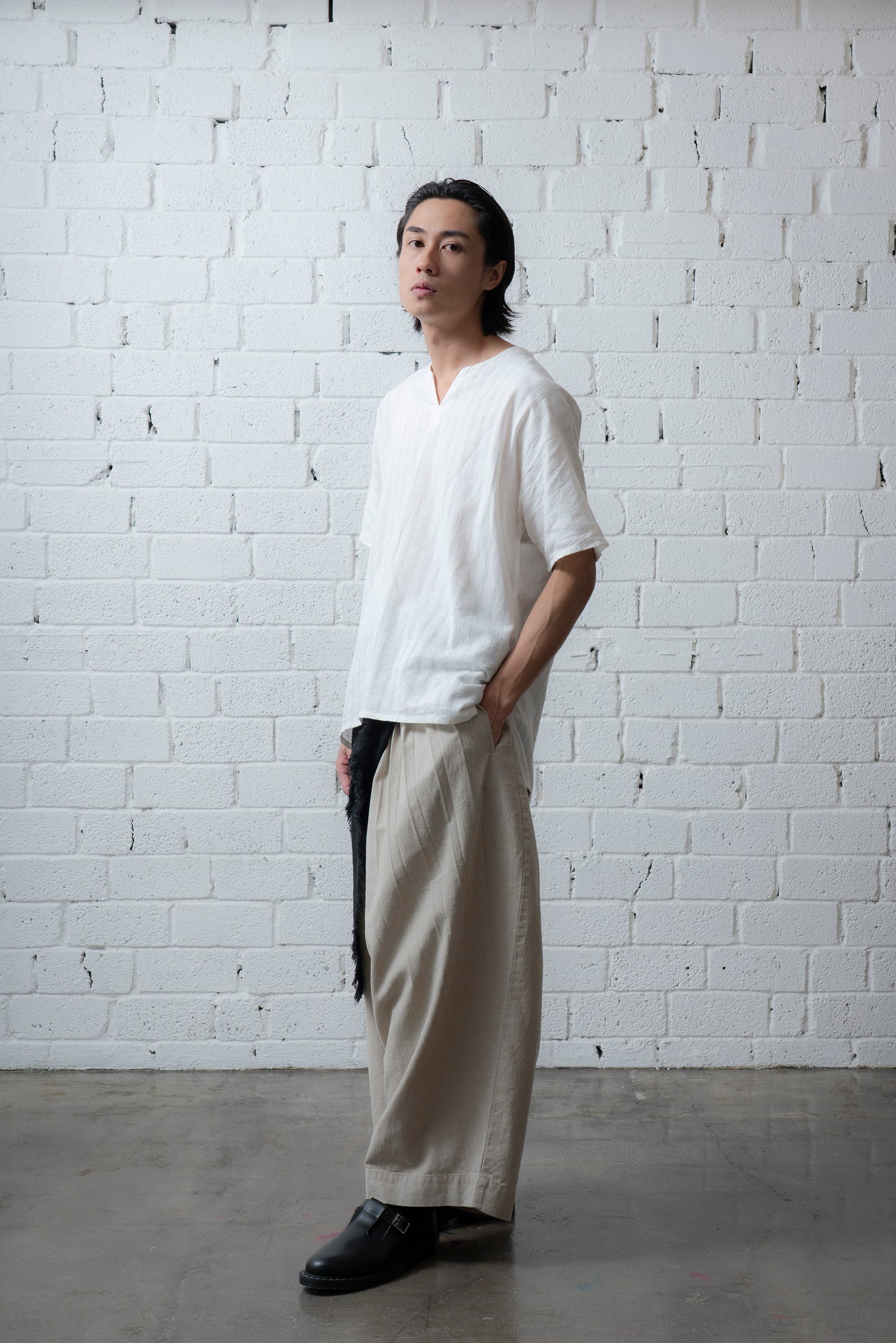 The Split Neck Top - White