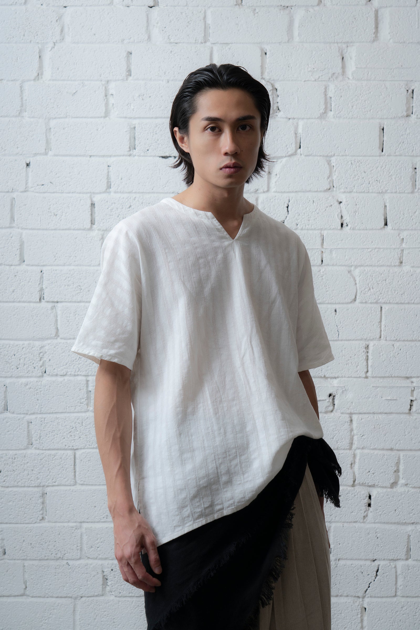 The Split Neck Top - White