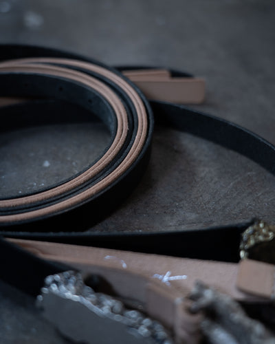 " The Talented Mr. " Leather Belt - Black with Vintage Gold Buckle