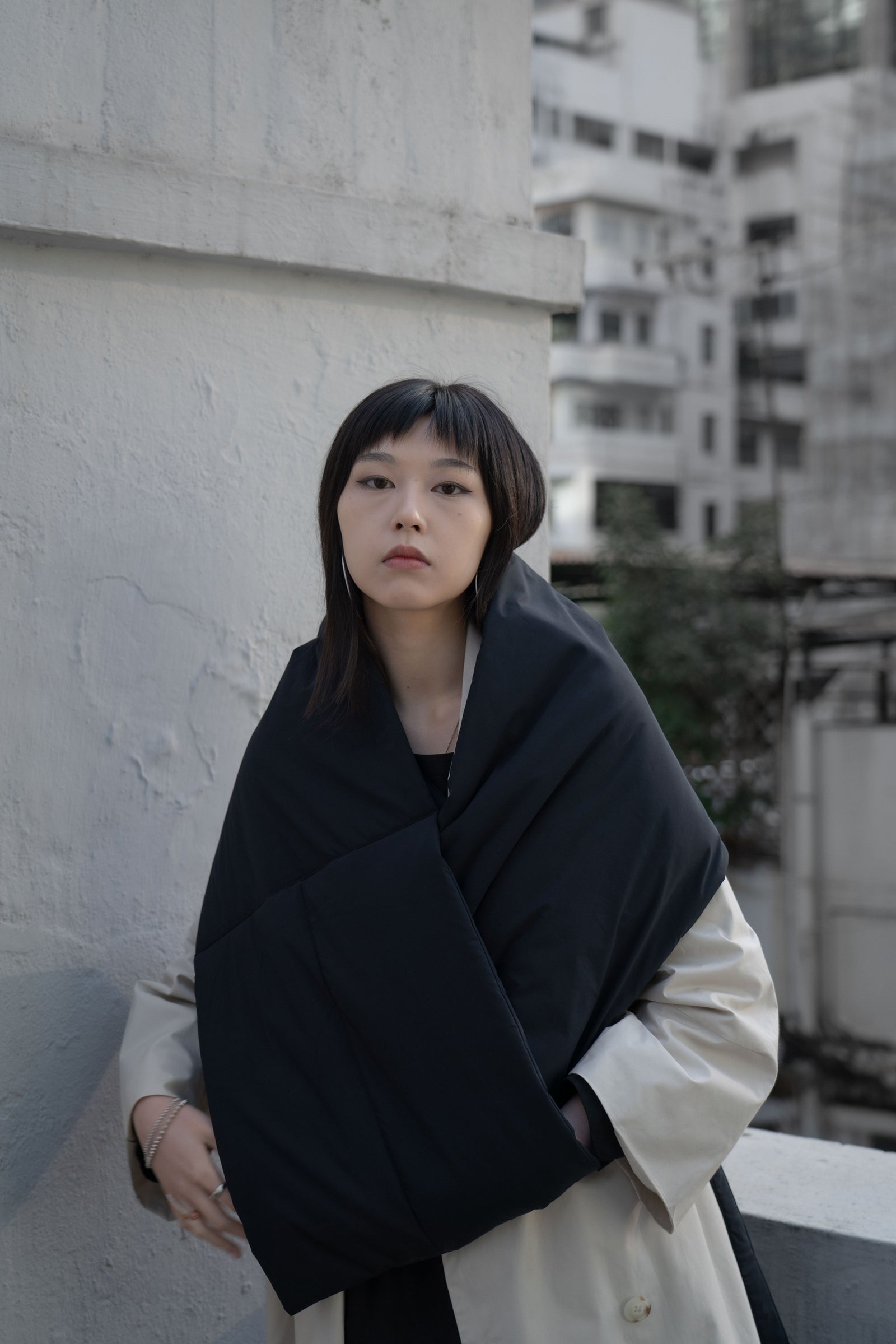 The Quilted Scarf - Black