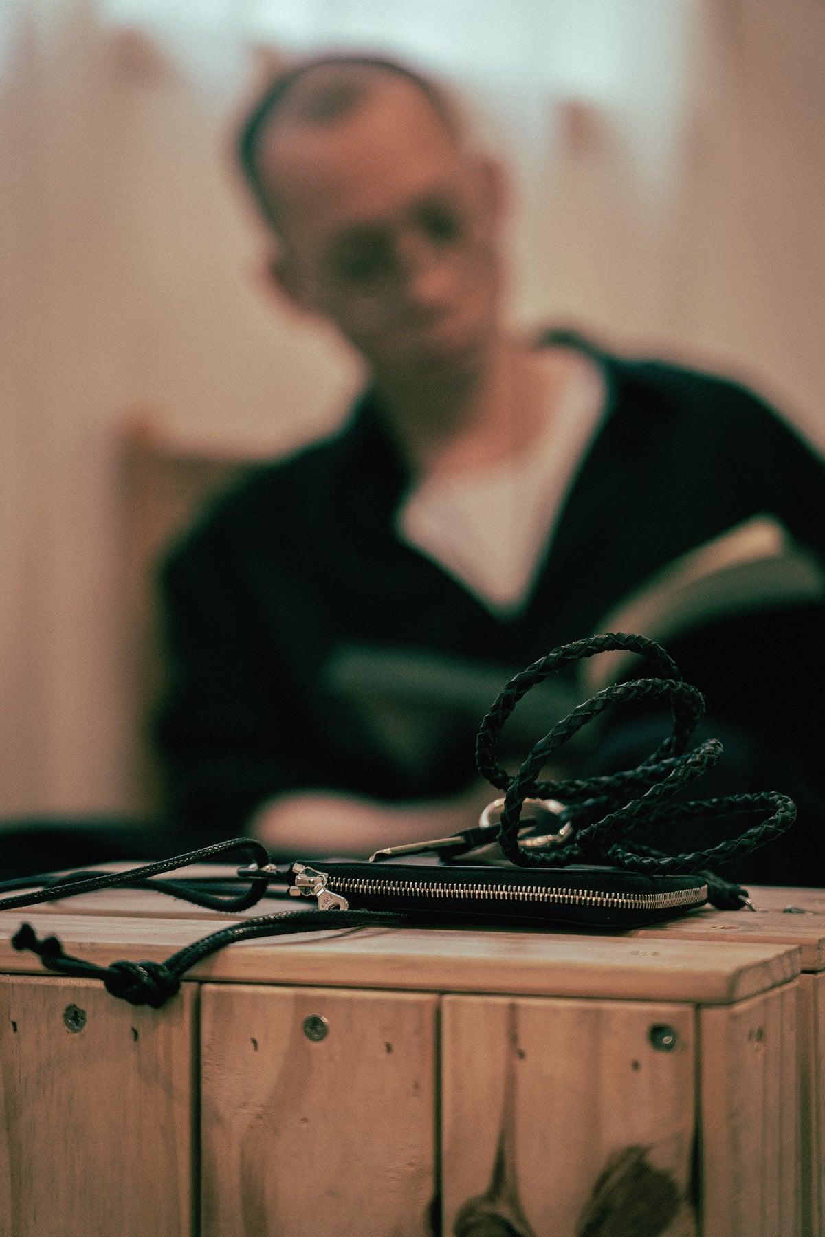 The hand braided leather chain