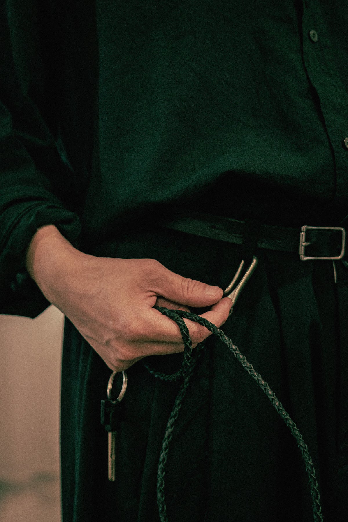 The hand braided leather chain