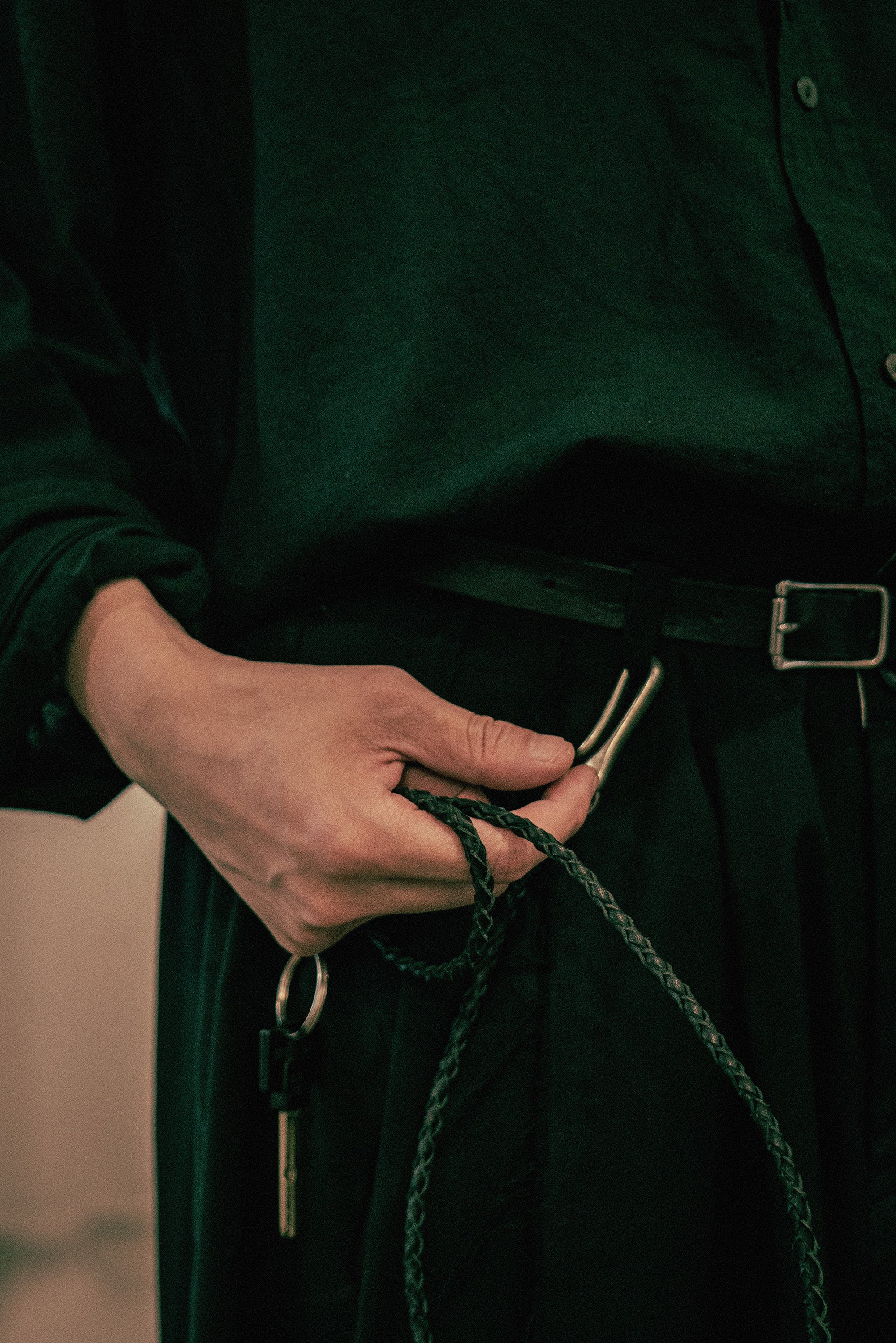 The hand braided leather chain