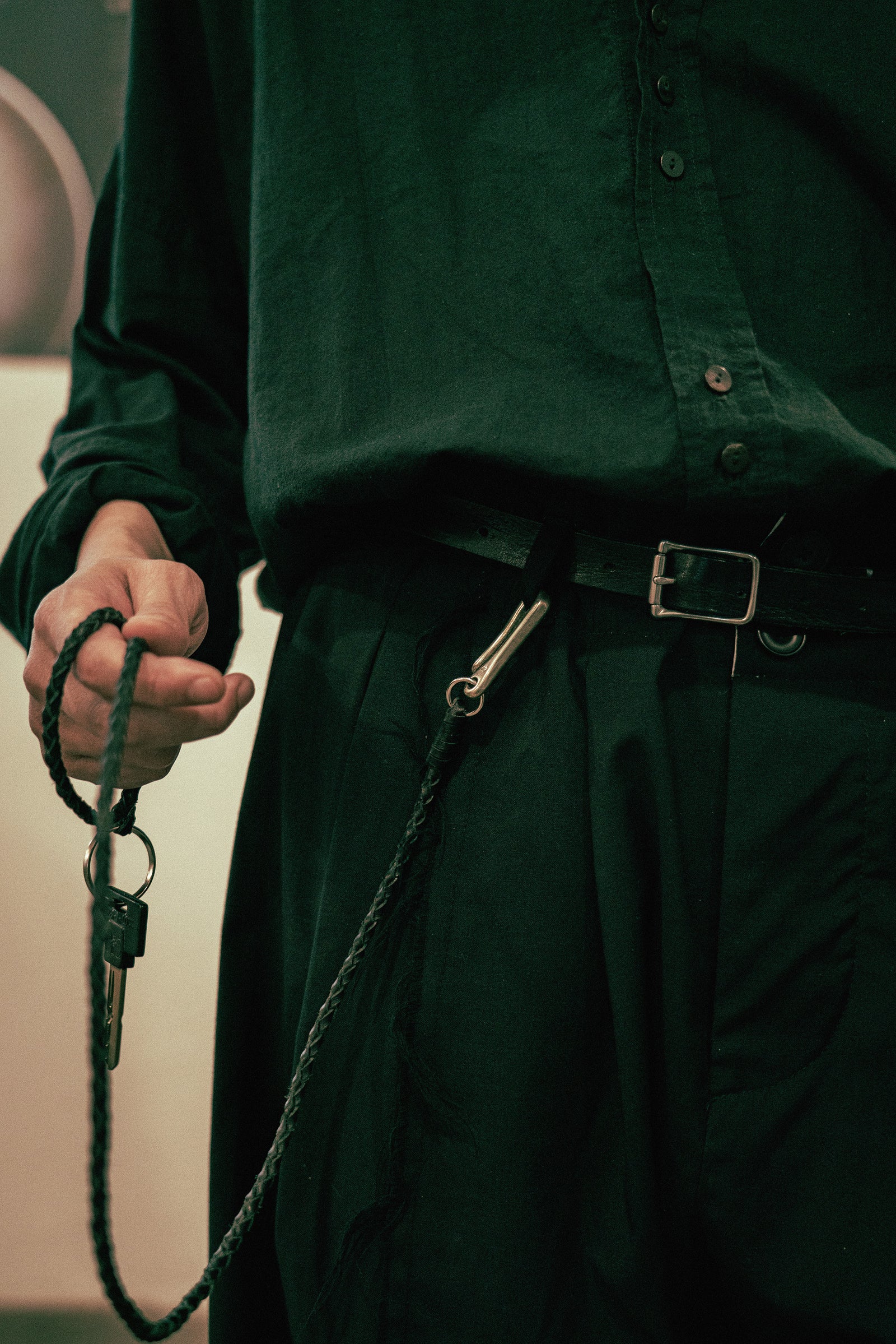 The hand braided leather chain