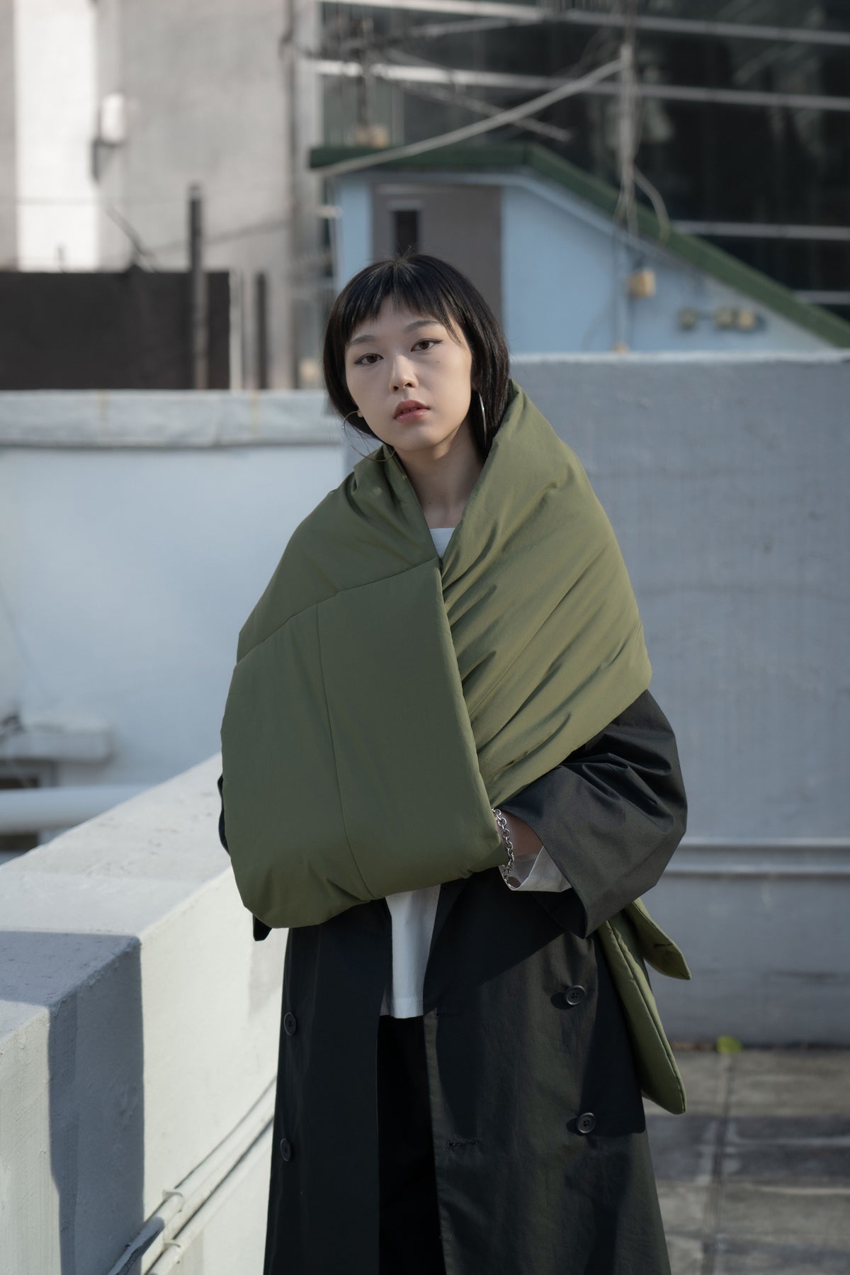 The Quilted Scarf - Military Green