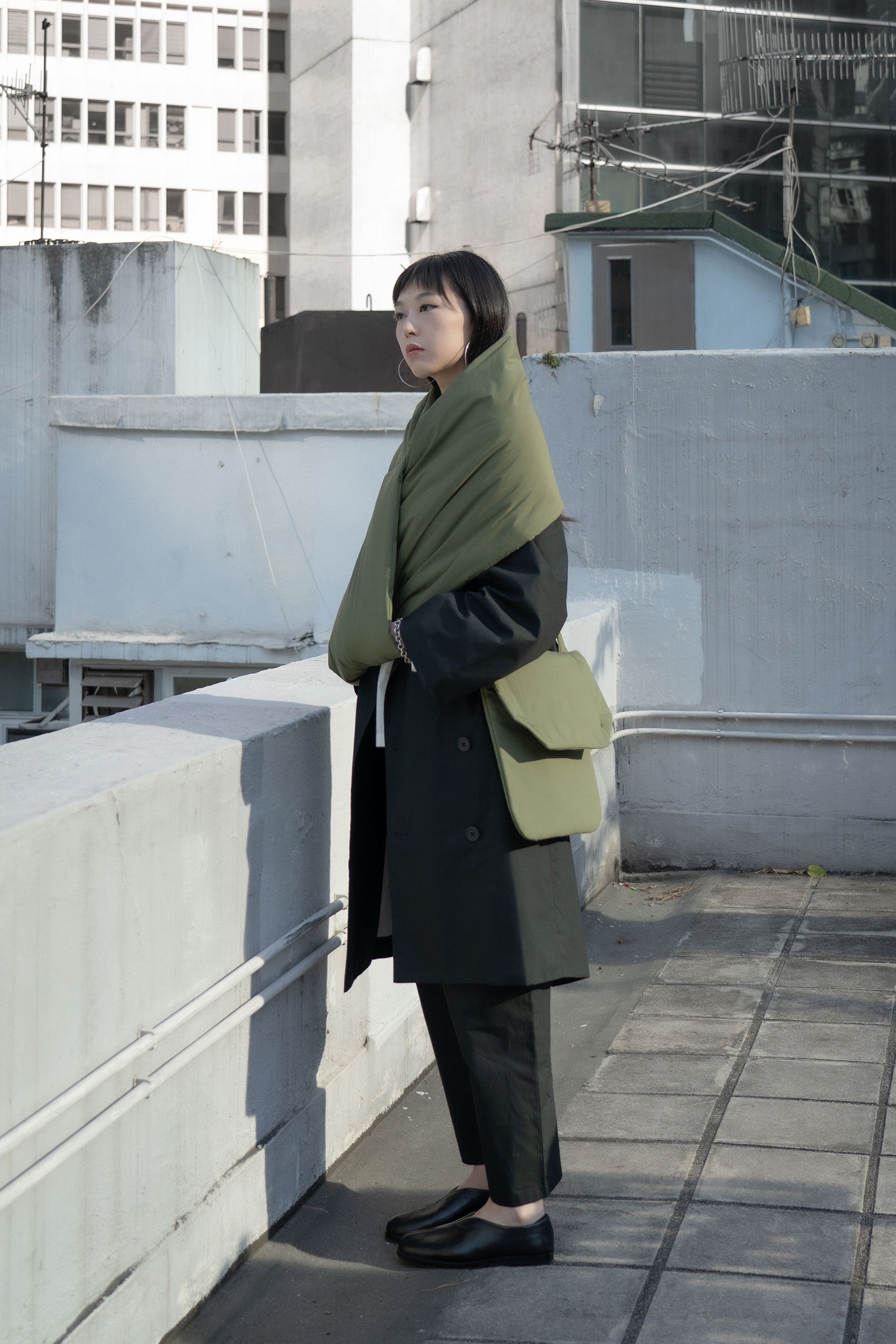 The Quilted Scarf - Military Green