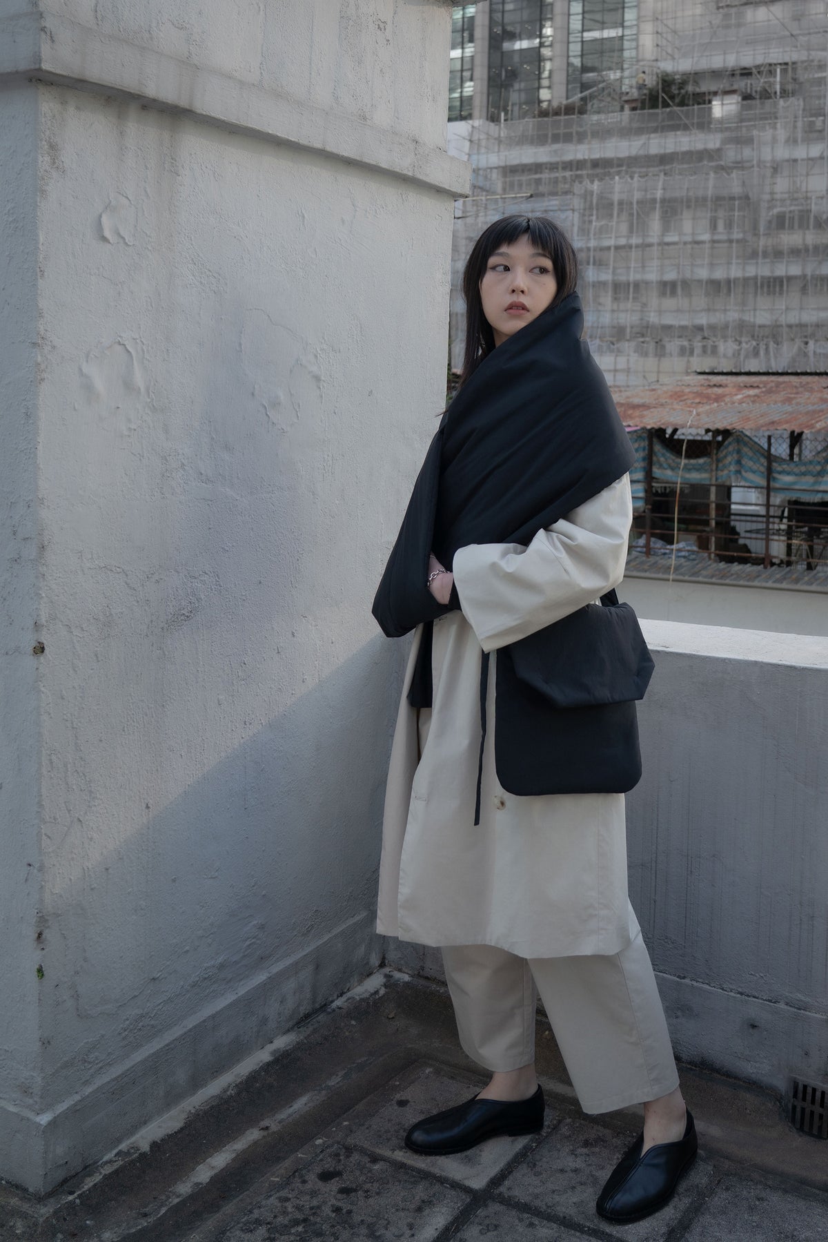 The Quilted Scarf - Black