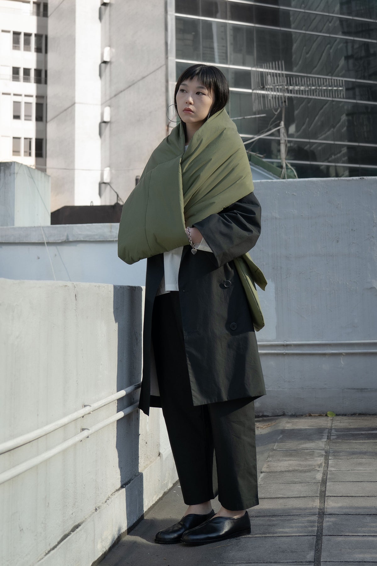 The Quilted Scarf - Military Green