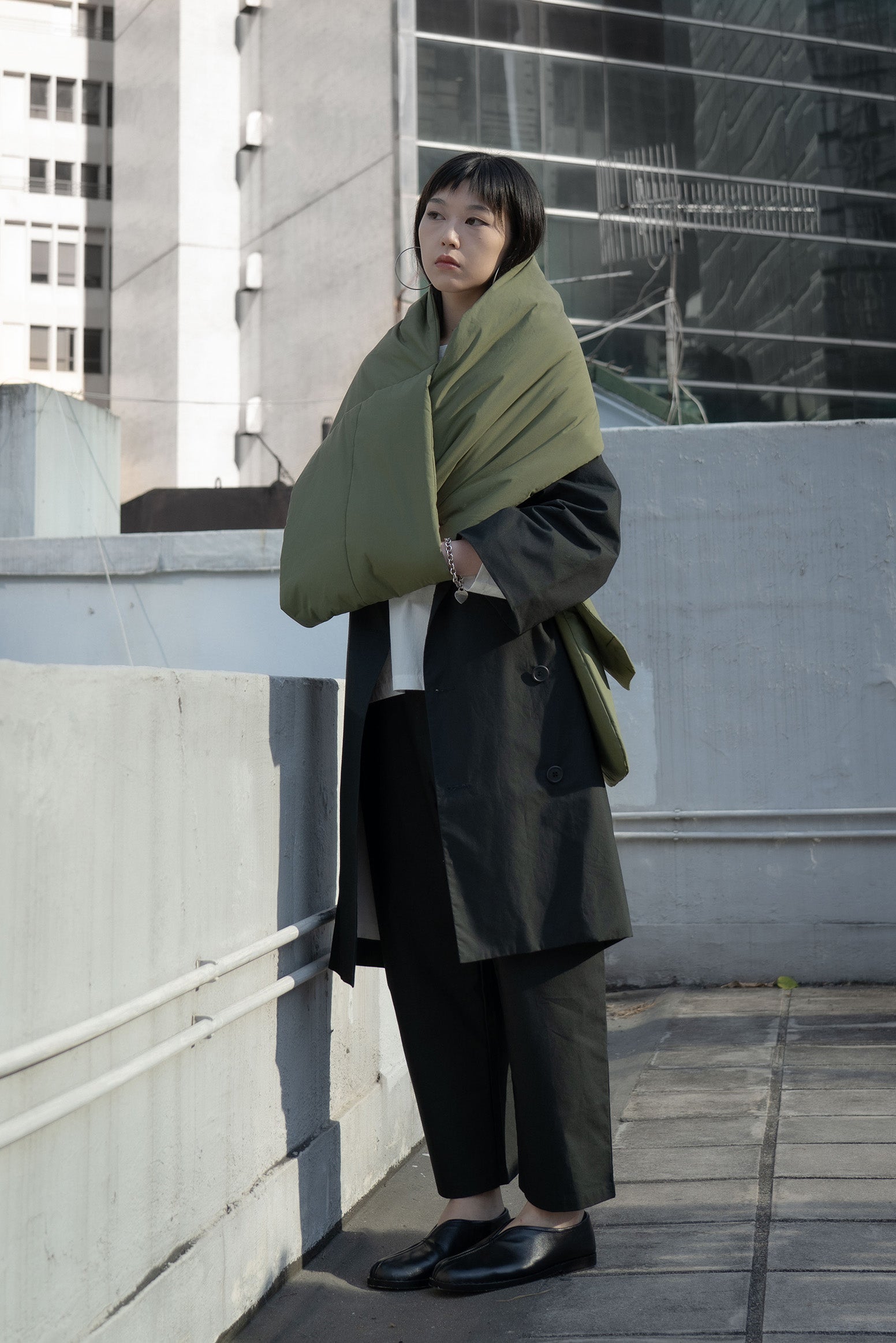 The Quilted Scarf - Military Green