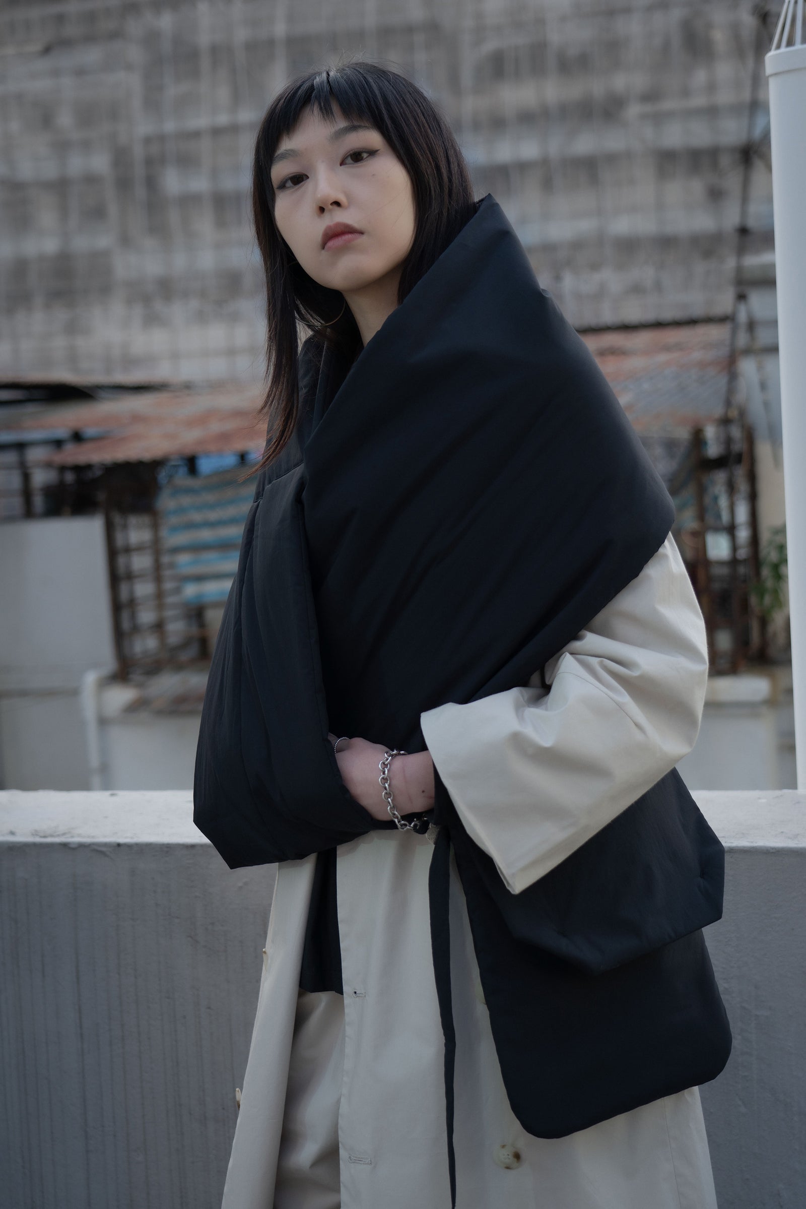 The Quilted Scarf - Black