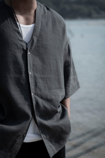" The Talented Mr. " Linen Shirt - Charcoal