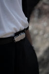 " The Talented Mr. " Leather Belt - Black with Vintage Silver Buckle