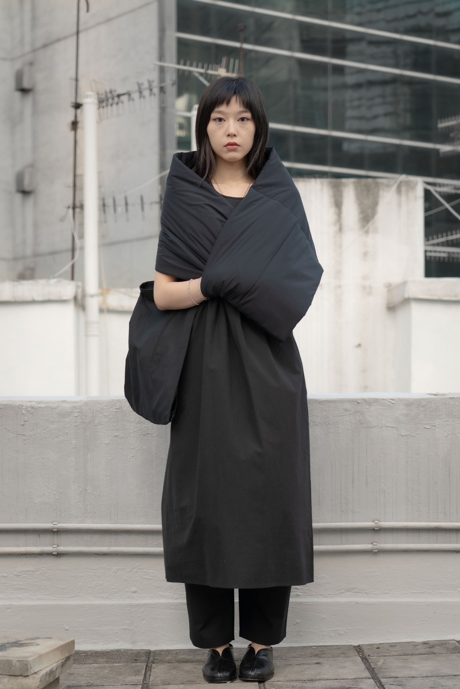 The Quilted Scarf - Black