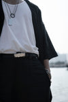 " The Talented Mr. " Leather Belt - Black with Vintage Silver Buckle