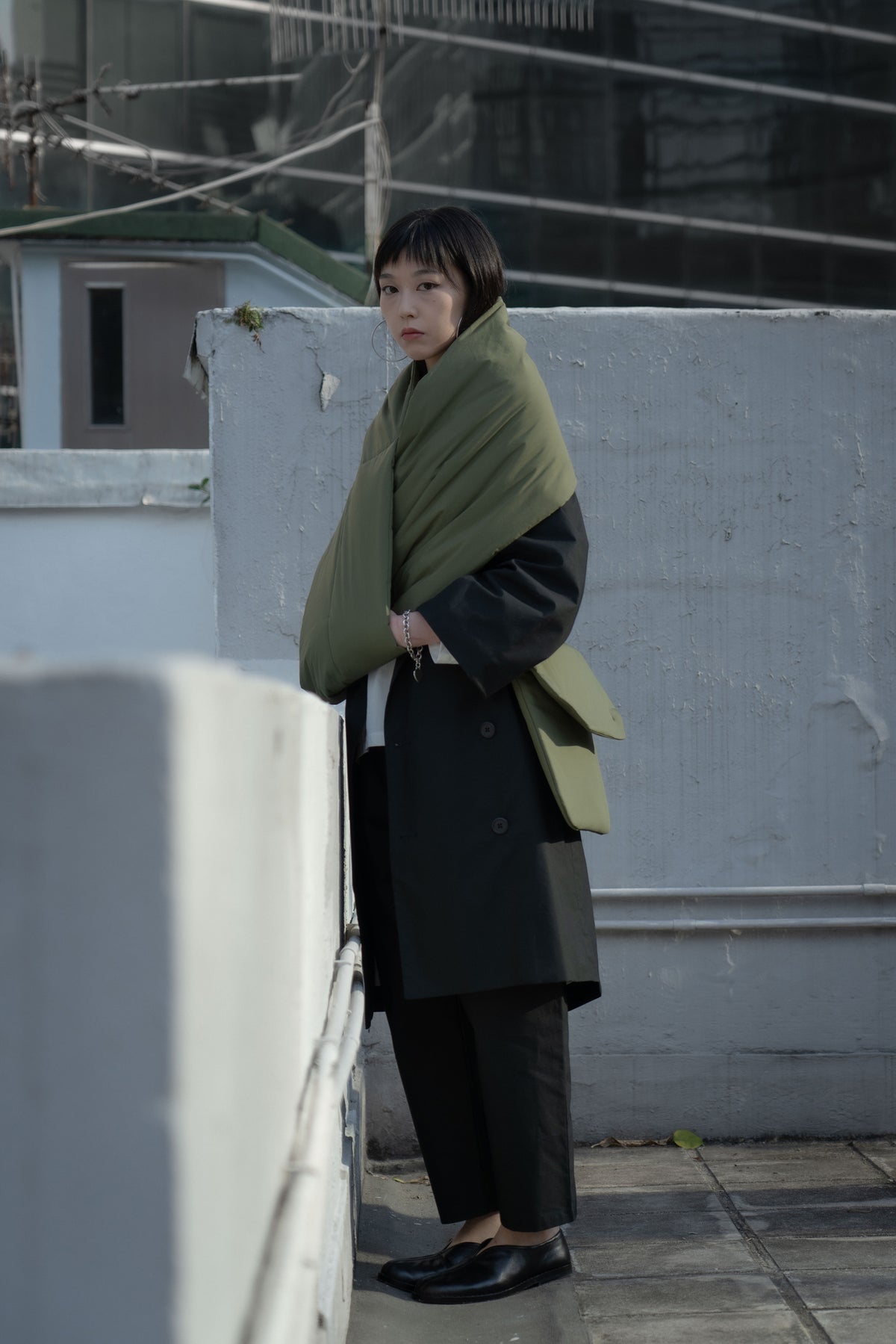 The Quilted Scarf - Military Green