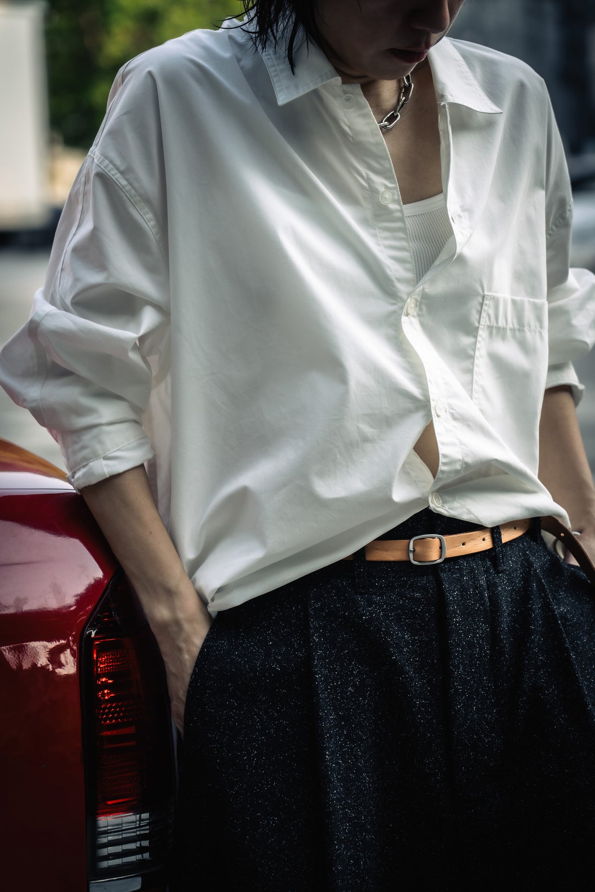 The Long Leather Belt - Natural