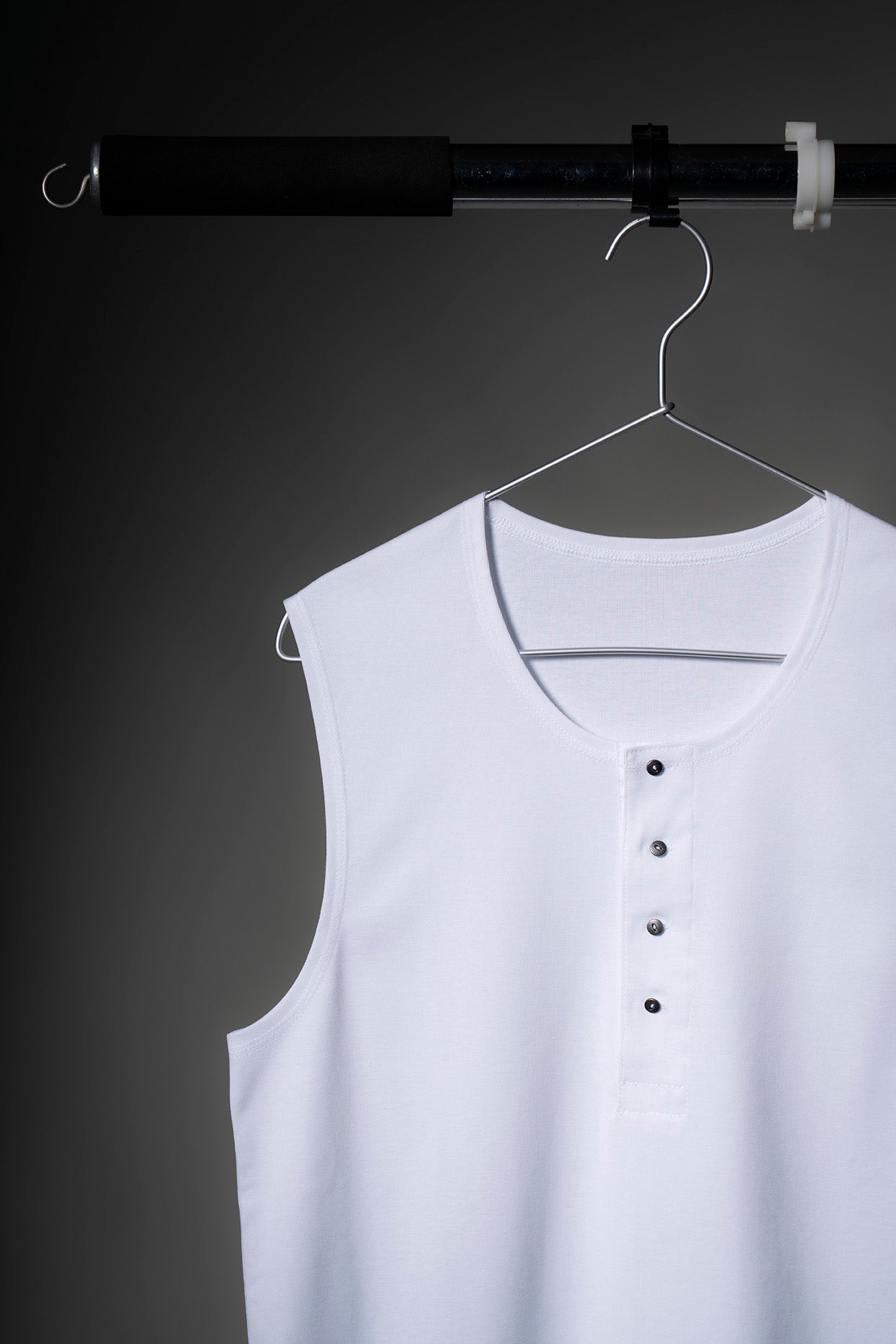 The Henley Vest Top - White