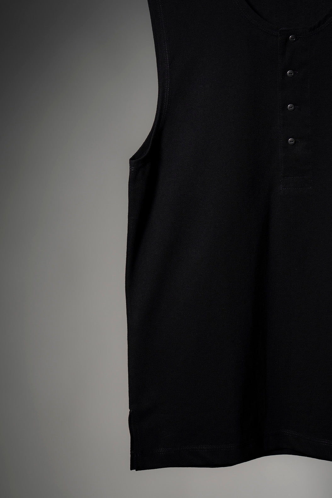 The Henley Vest Top - Black