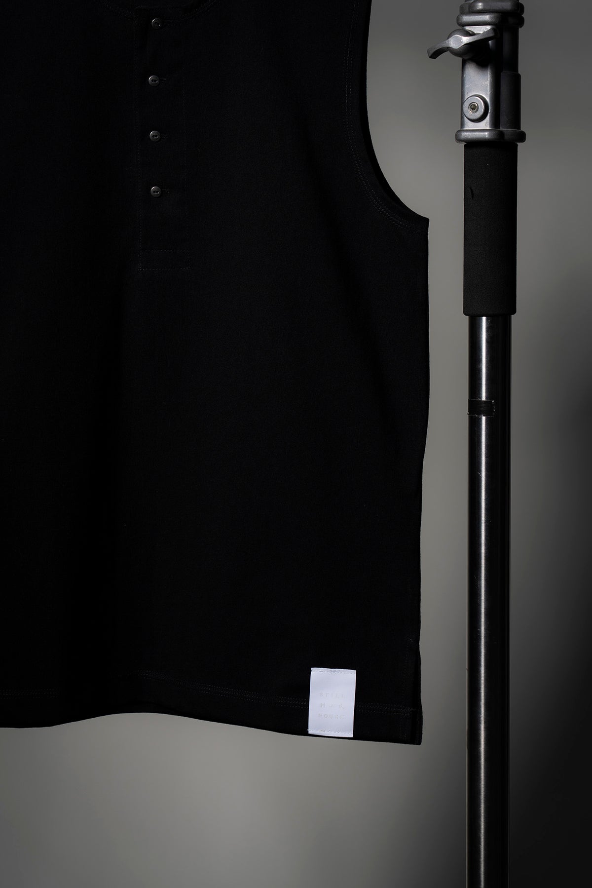 The Henley Vest Top - Black