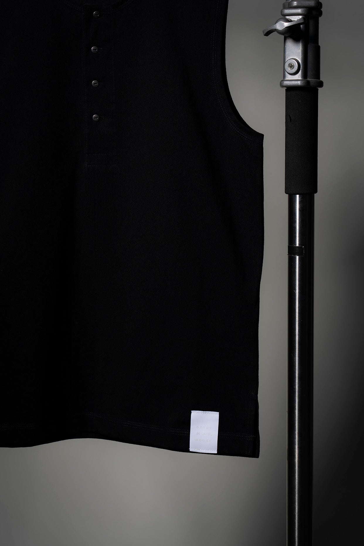 The Henley Vest Top - Black