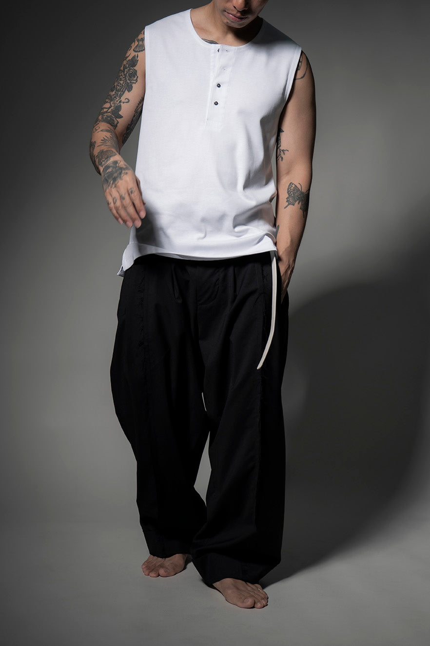 The Henley Vest Top - White