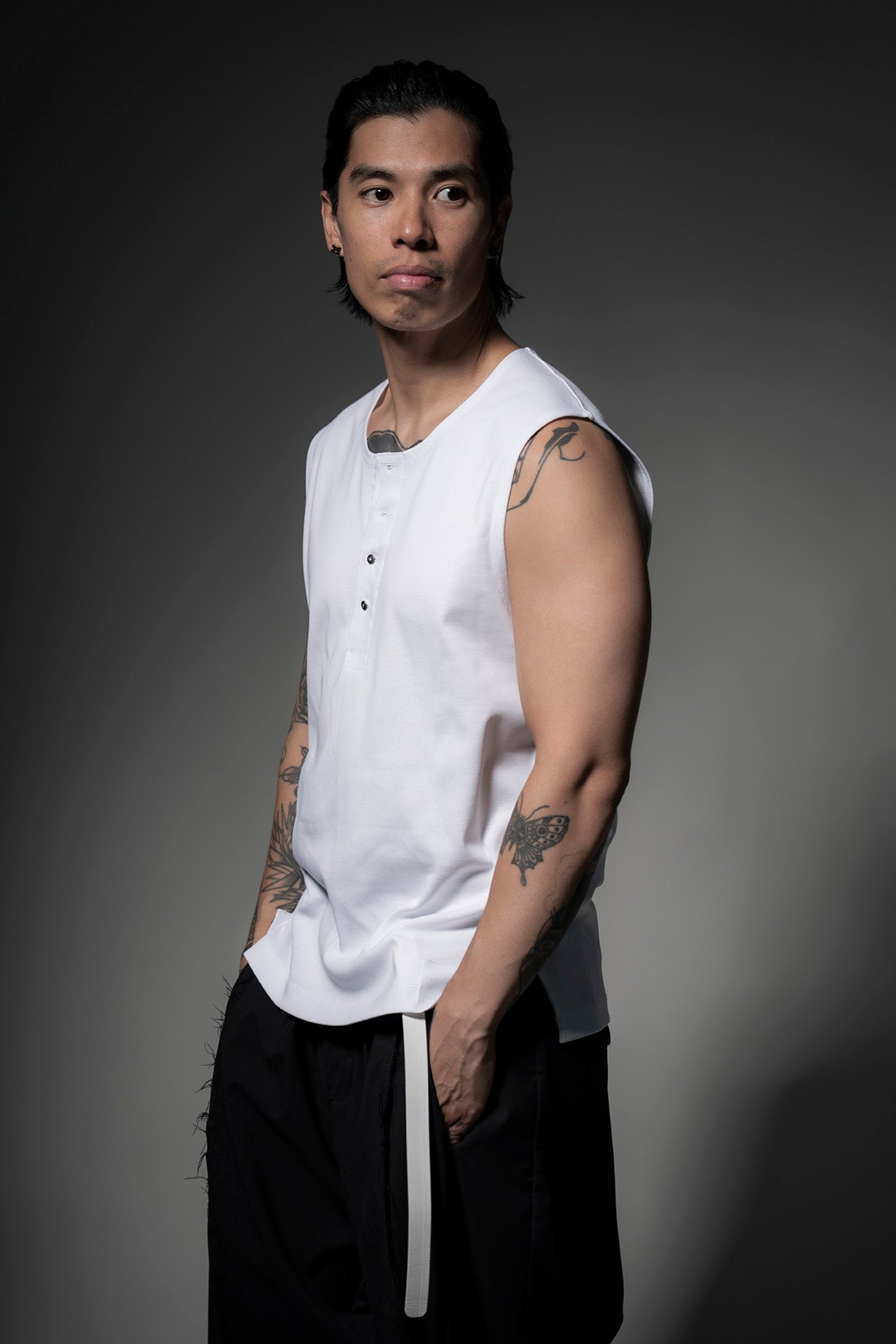 The Henley Vest Top - White