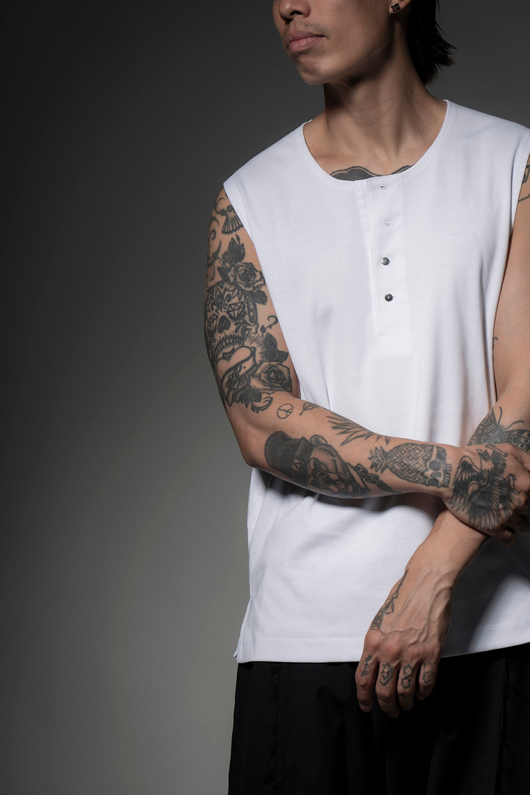 The Henley Vest Top - White