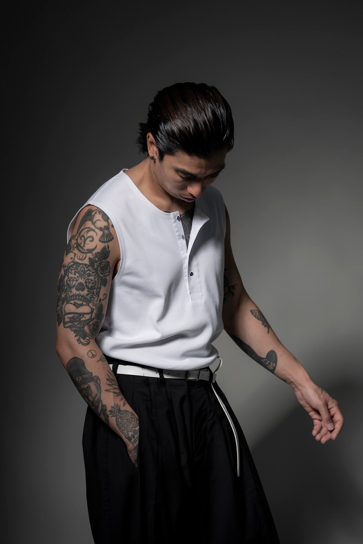 The Henley Vest Top - White