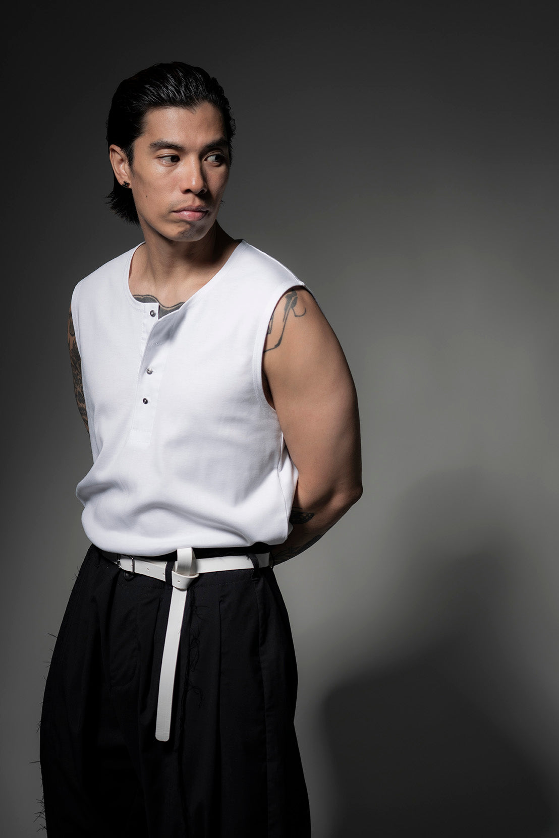 The Henley Vest Top - White