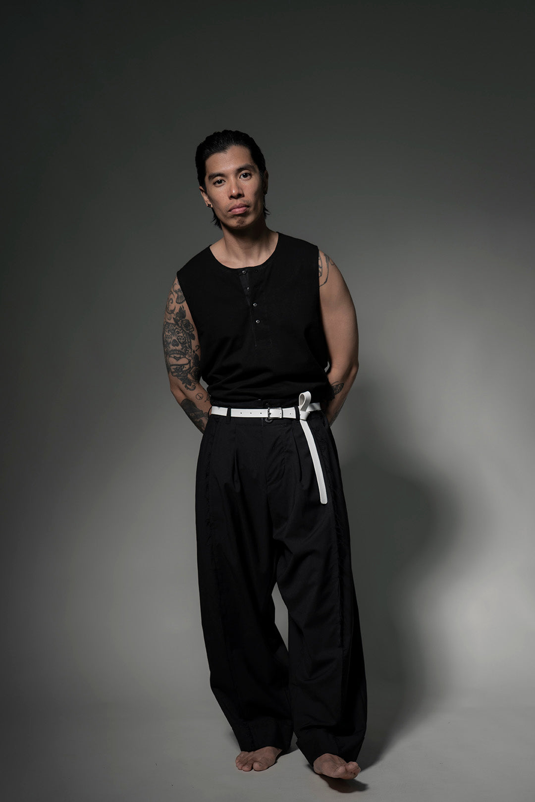 The Henley Vest Top - Black