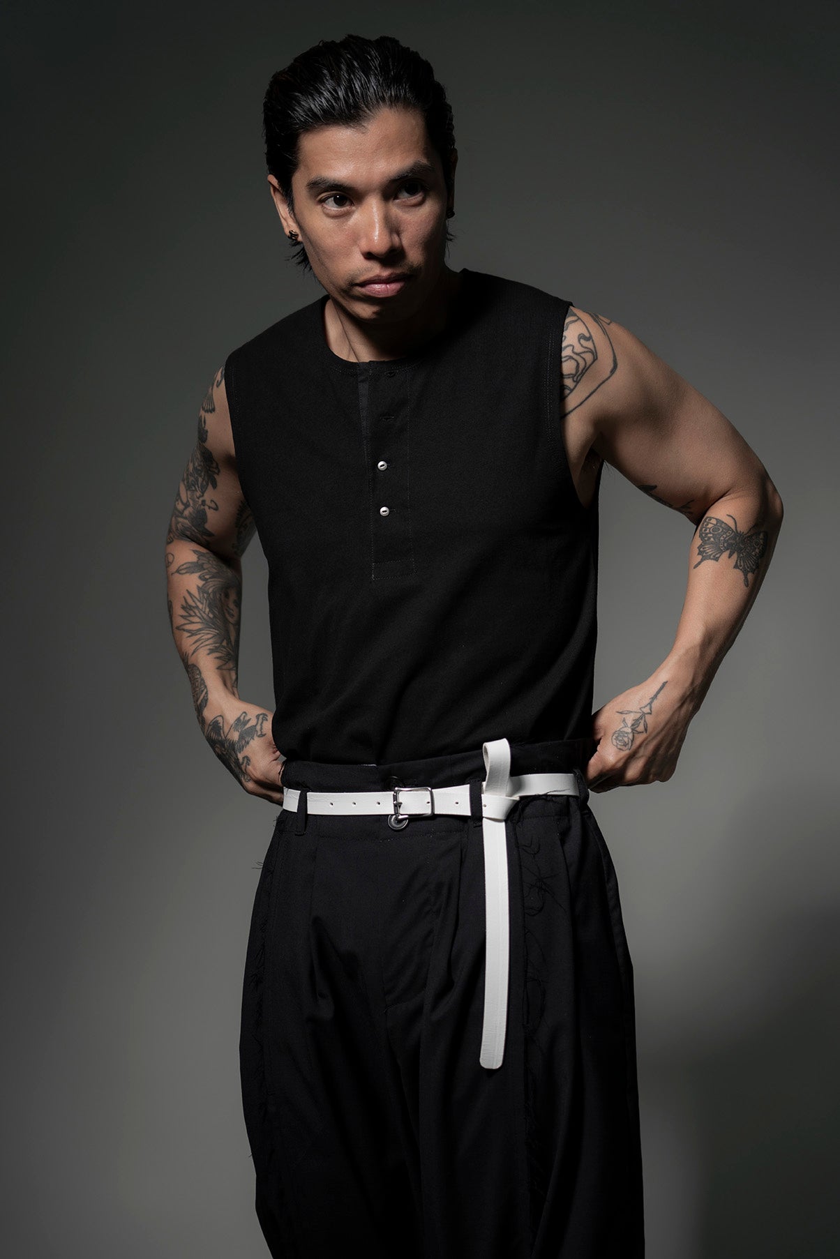 The Henley Vest Top - Black