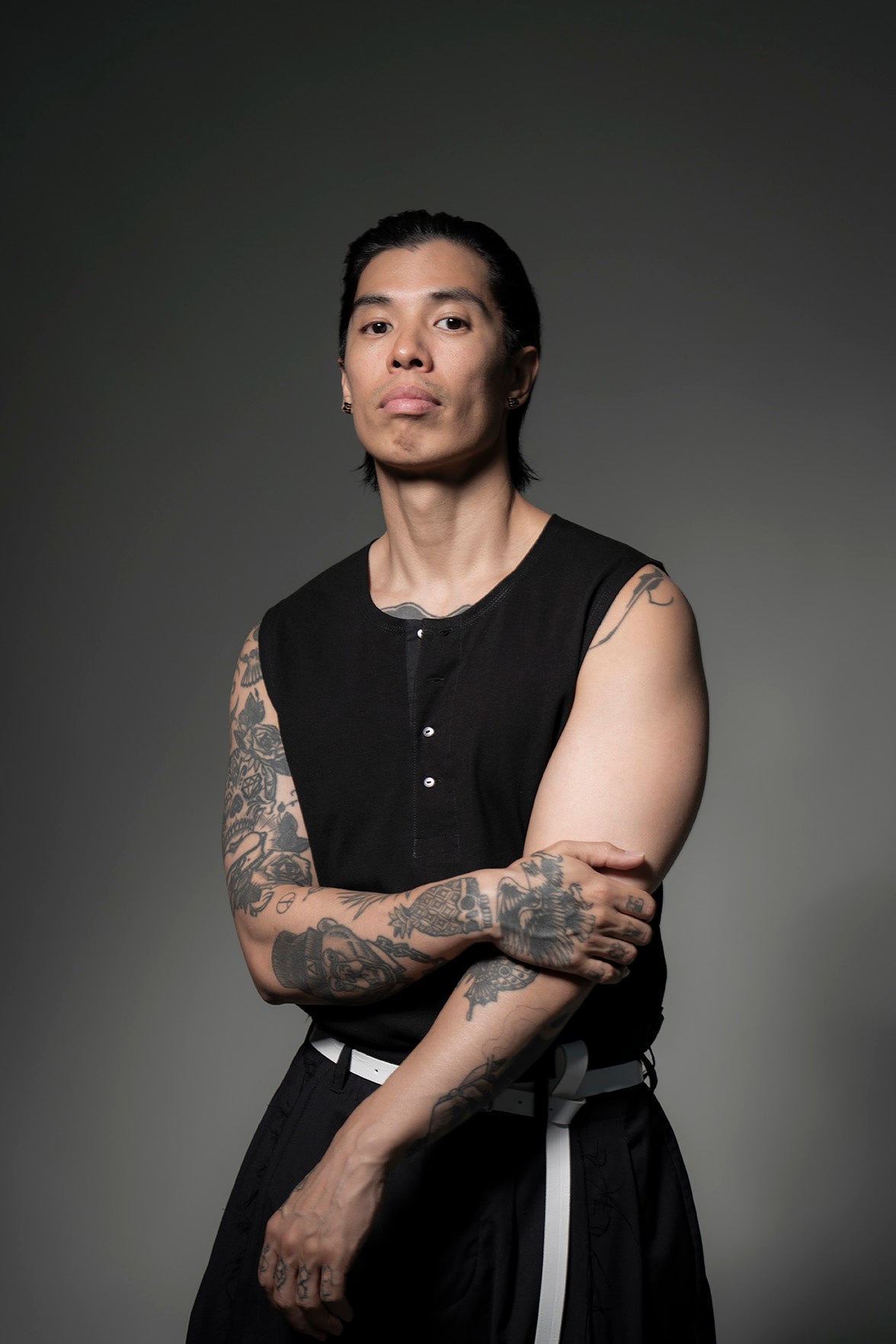 The Henley Vest Top - Black