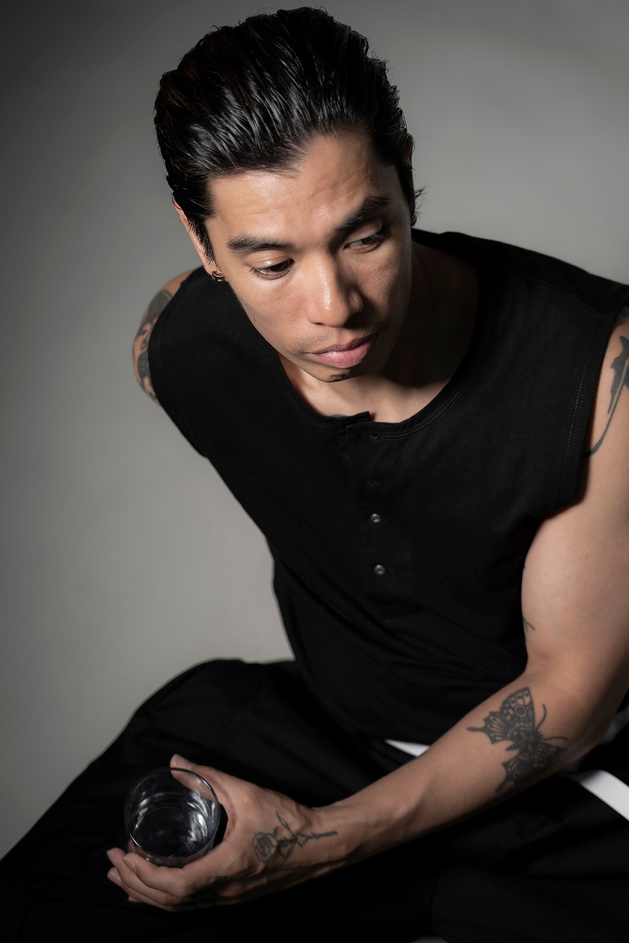 The Henley Vest Top - Black