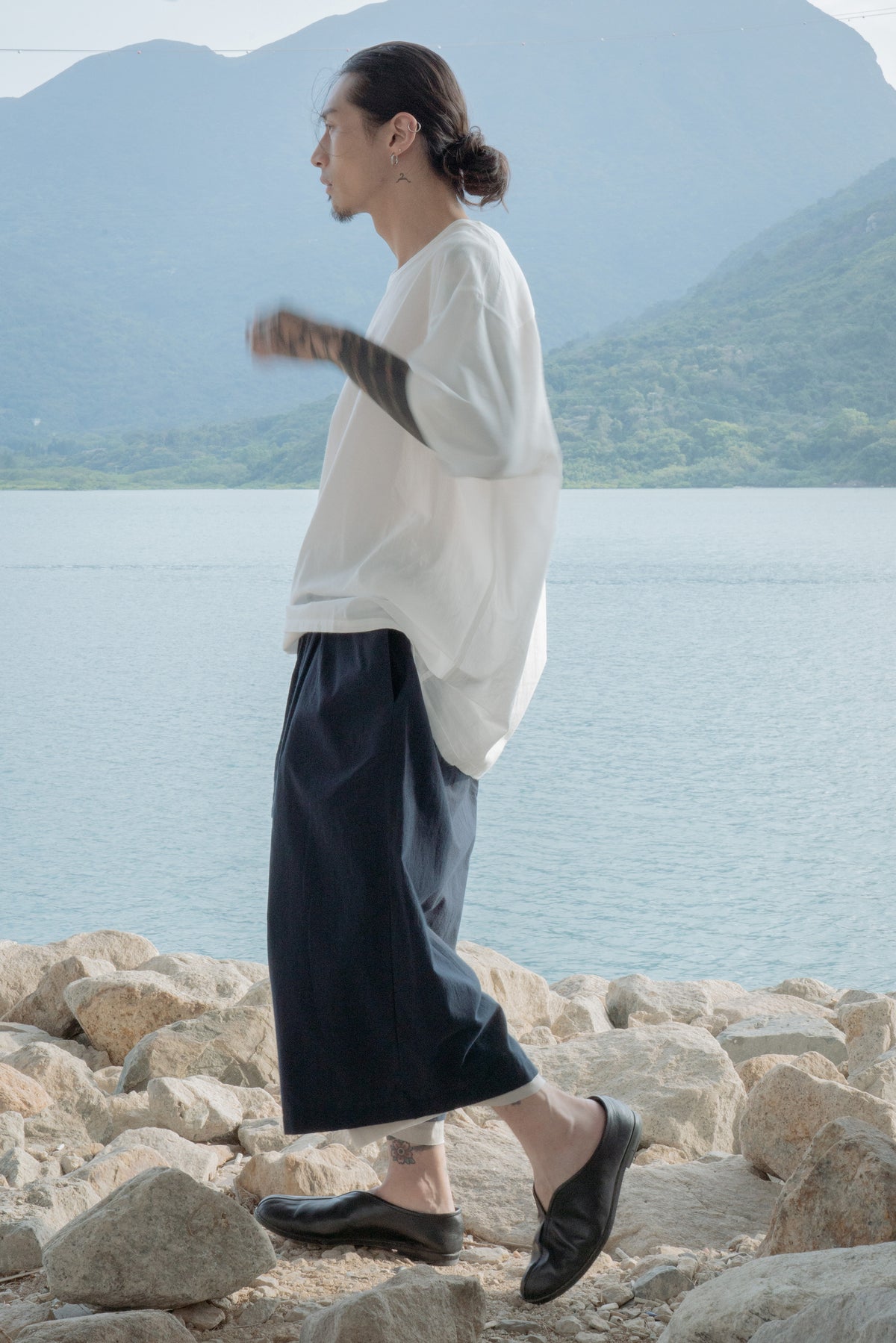 The Frayed Layer Pants - Ink