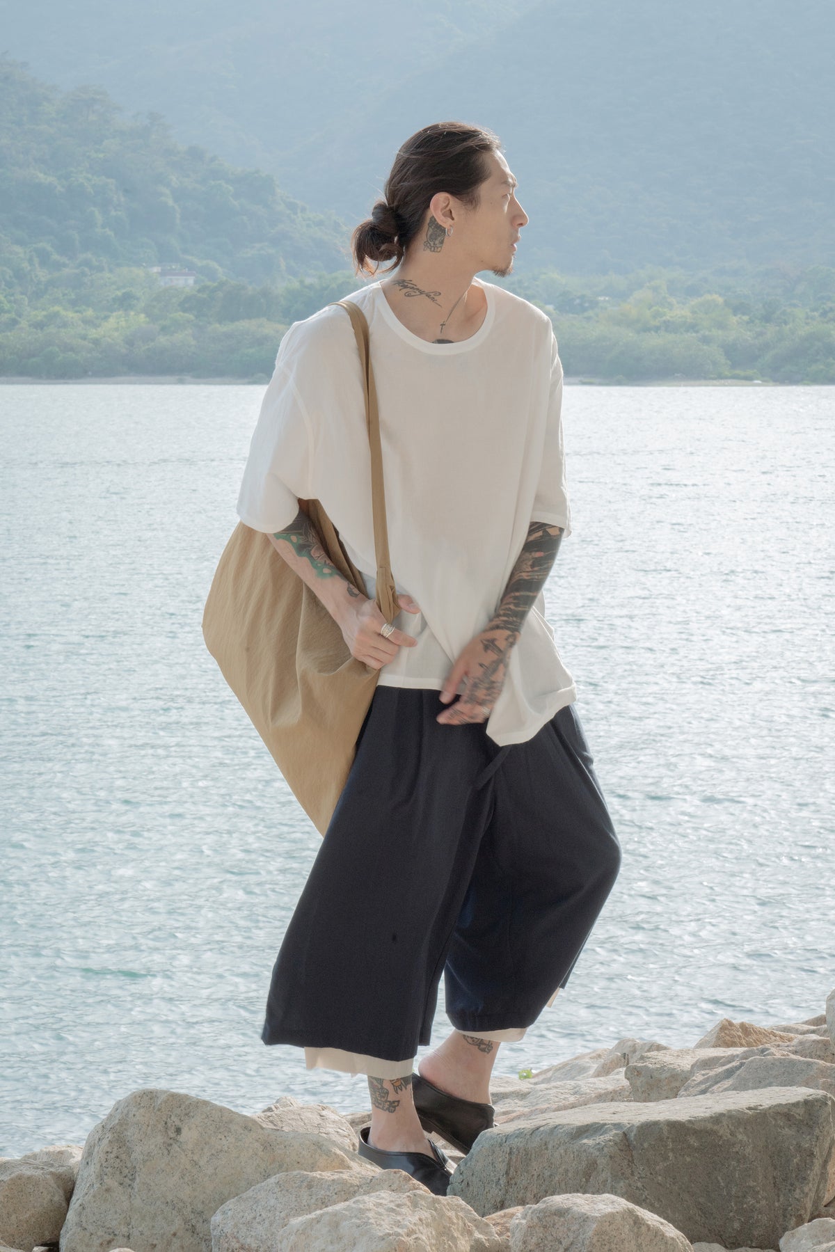 The Frayed Layer Pants - Ink