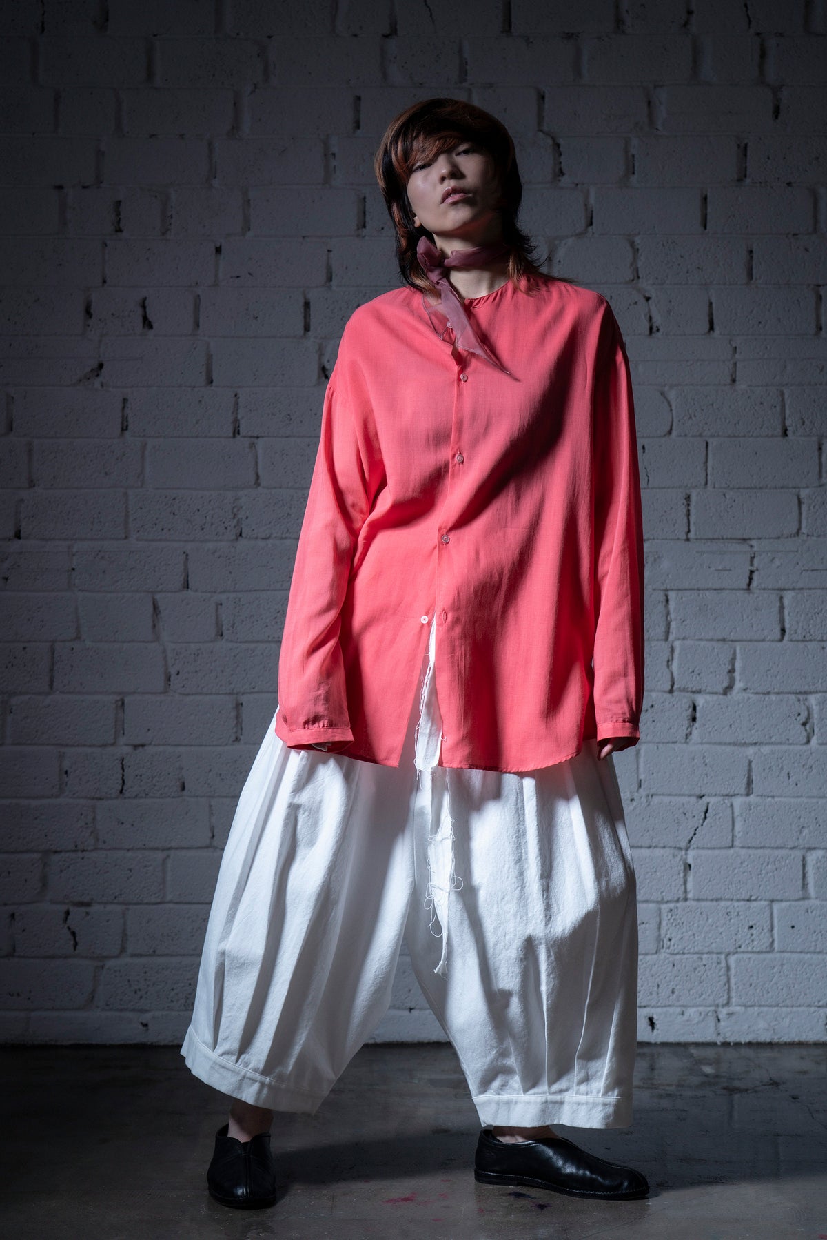 The Collarless Shirt - Coral