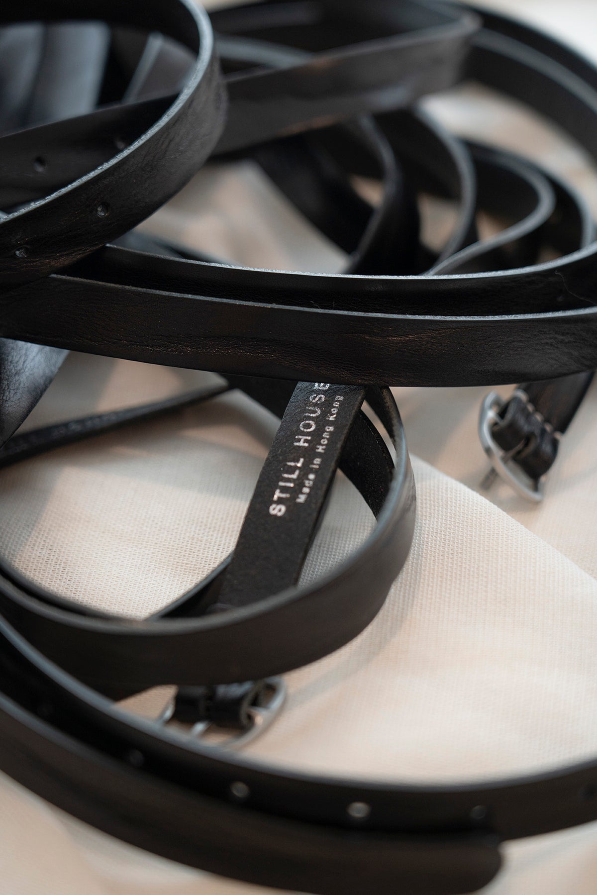 The Long Leather Belt - Black