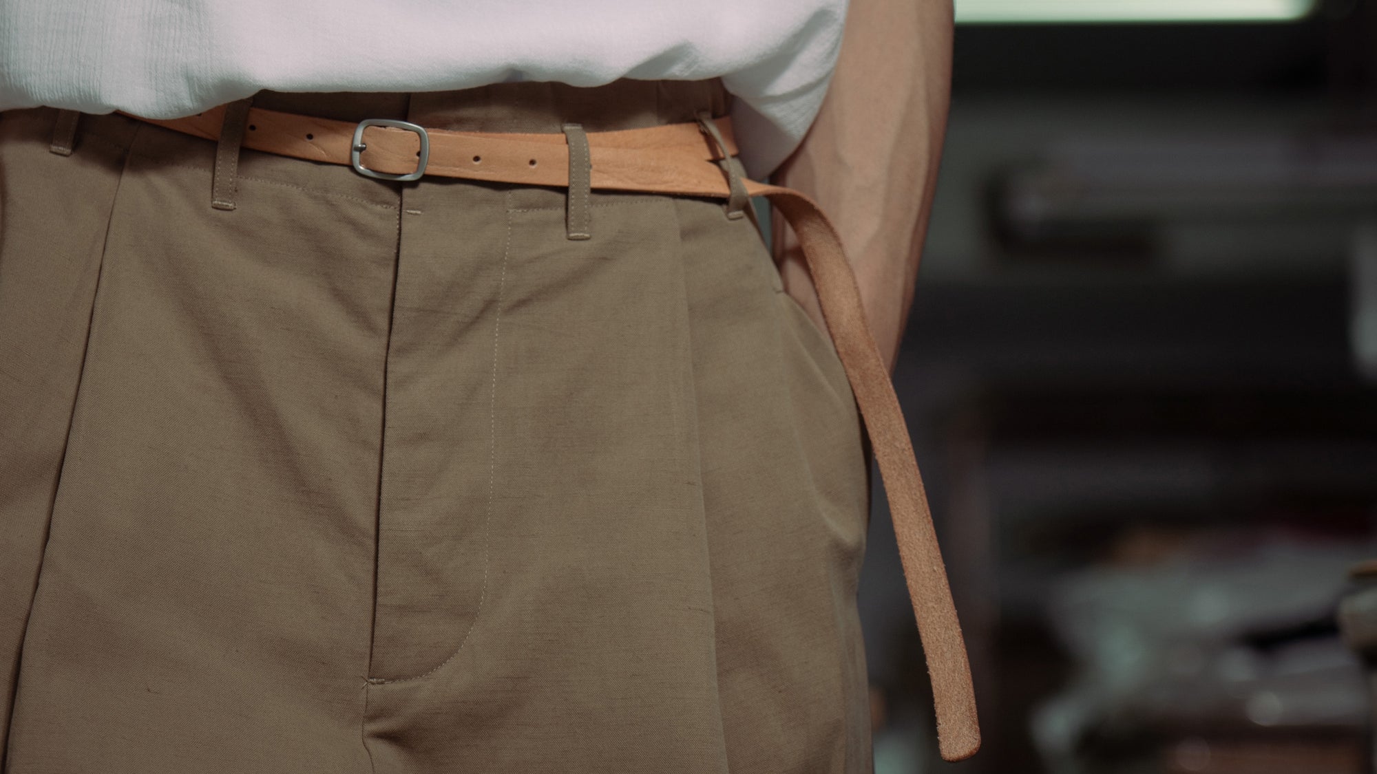 The Long Leather Belt - Natural