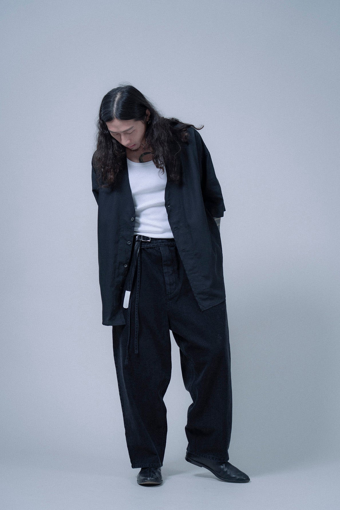 The Drawstring Denim Pants - Black