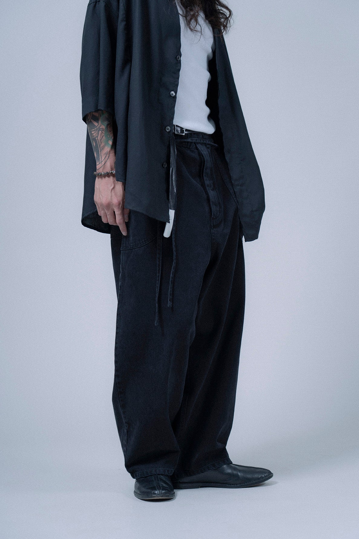 The Drawstring Denim Pants - Black