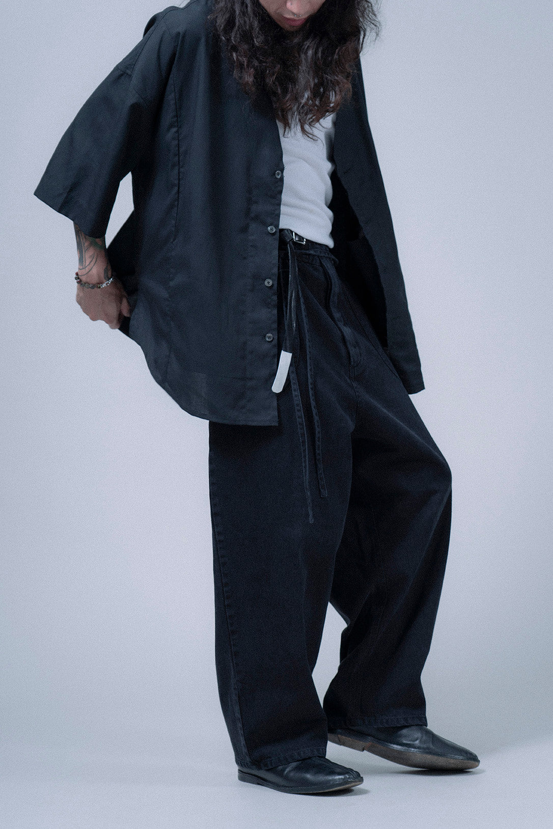 The Drawstring Denim Pants - Black