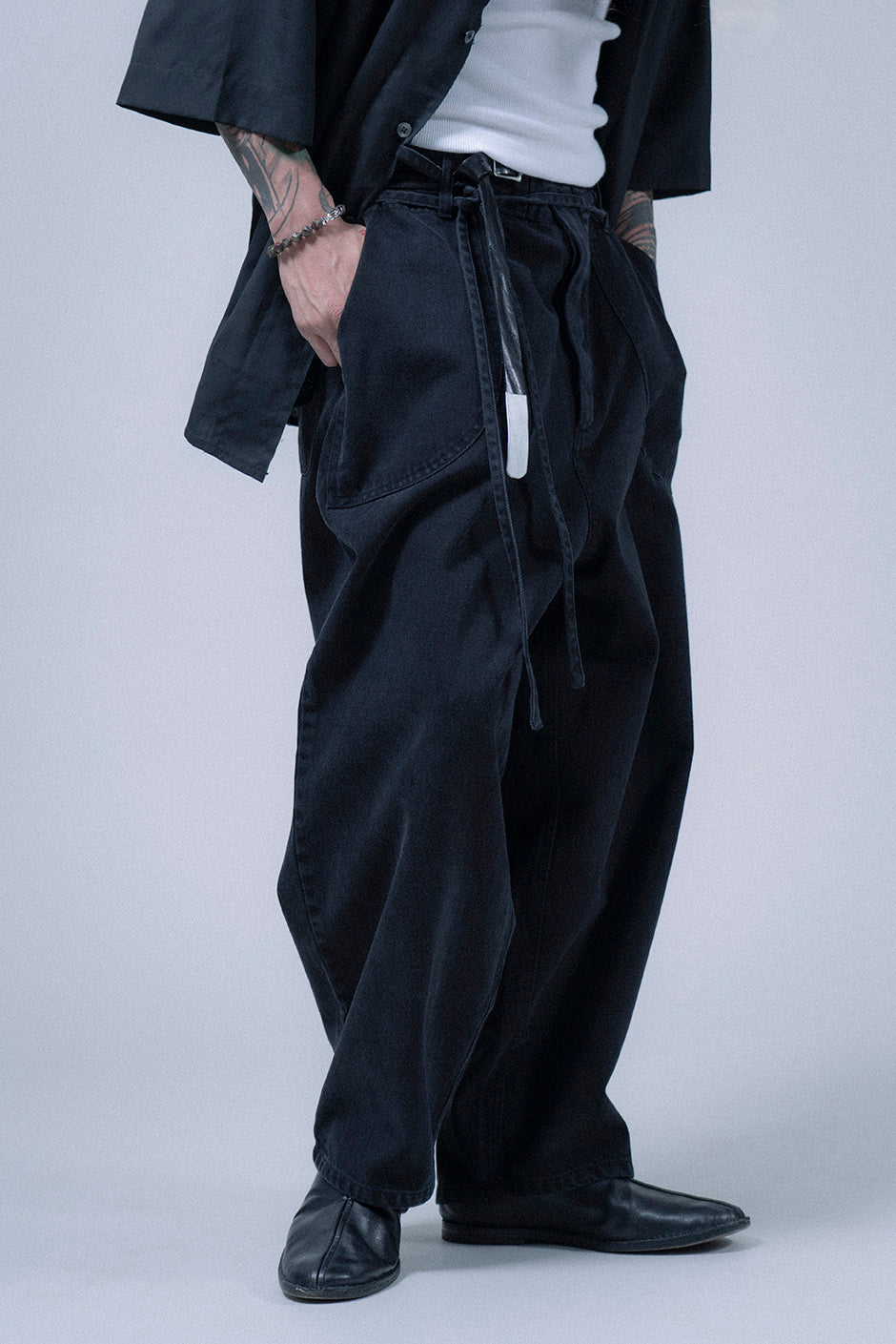 The Drawstring Denim Pants - Black