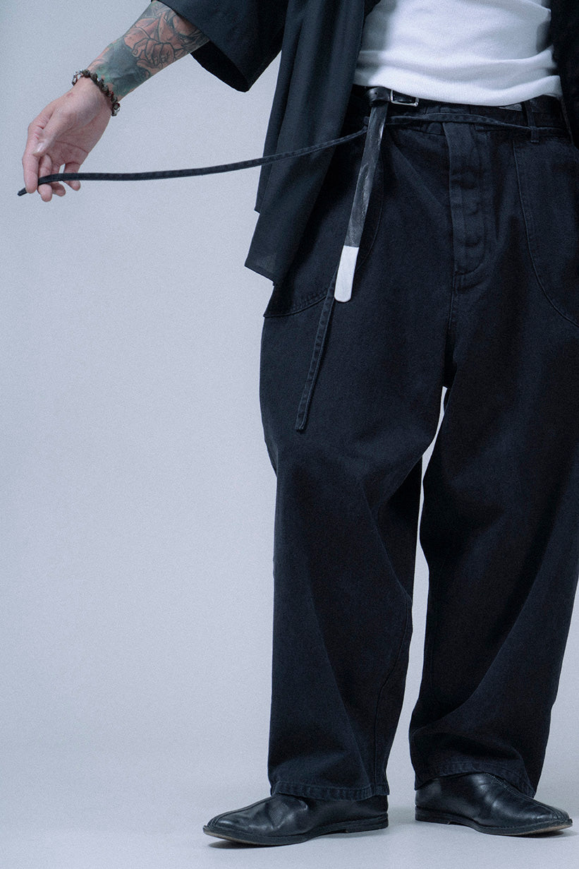 The Drawstring Denim Pants - Black