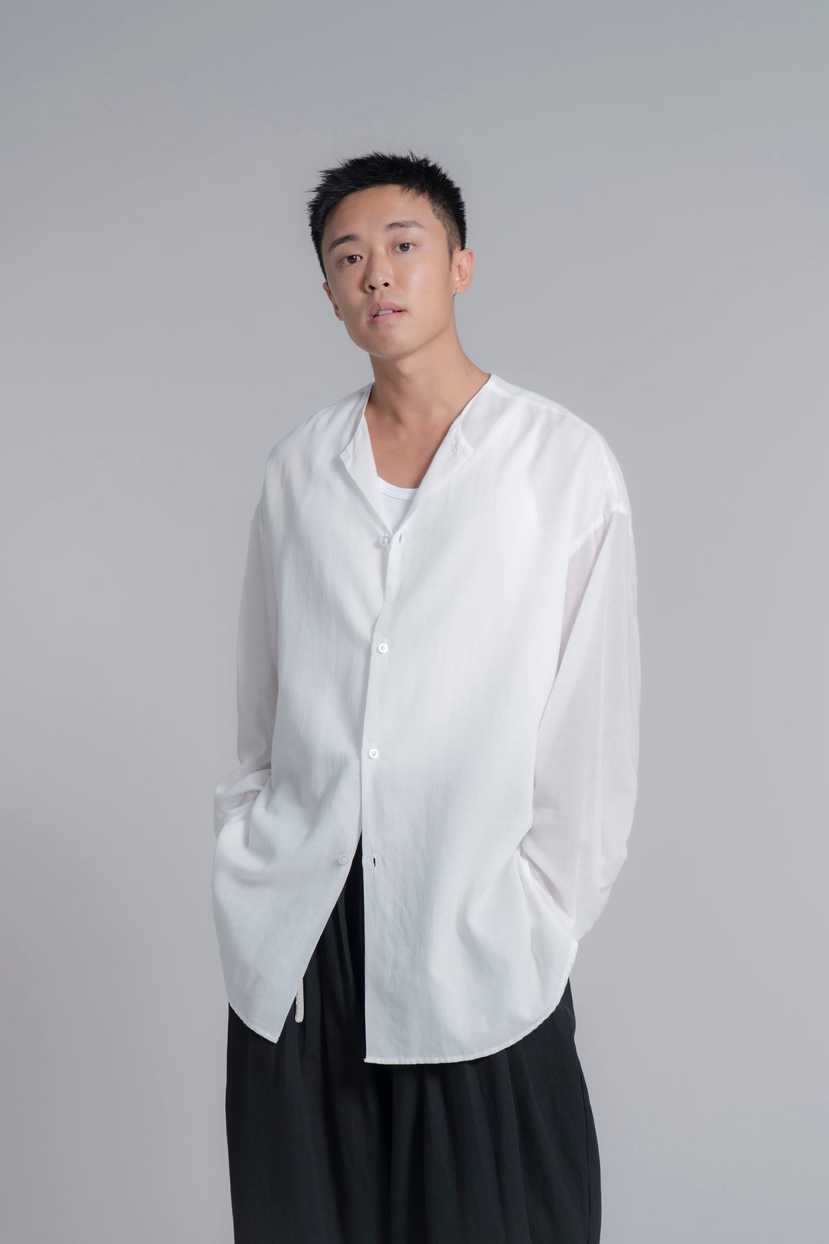 The Collarless Shirt - White