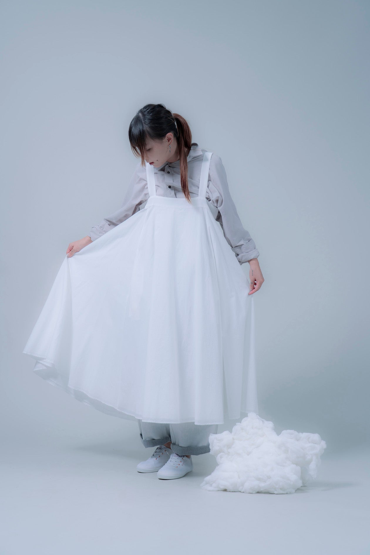 The Suspender Dress - White