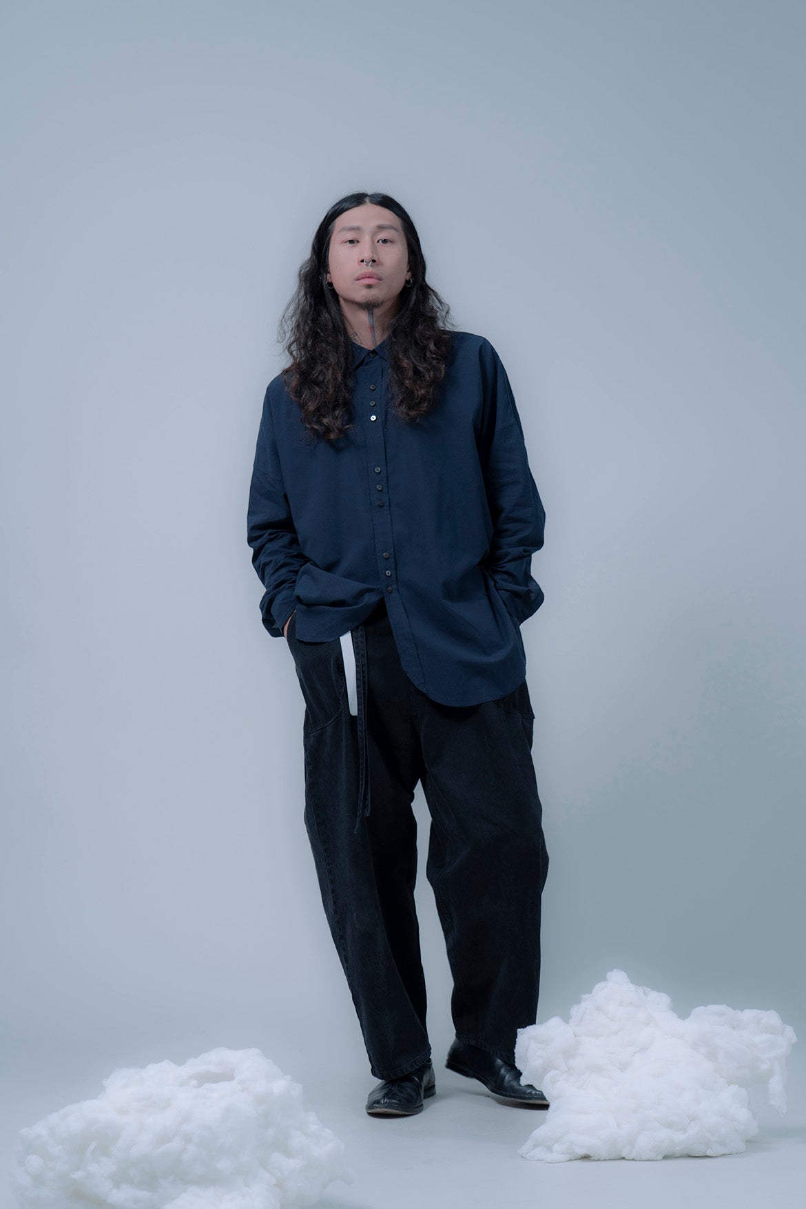 The Drawstring Denim Pants - Black