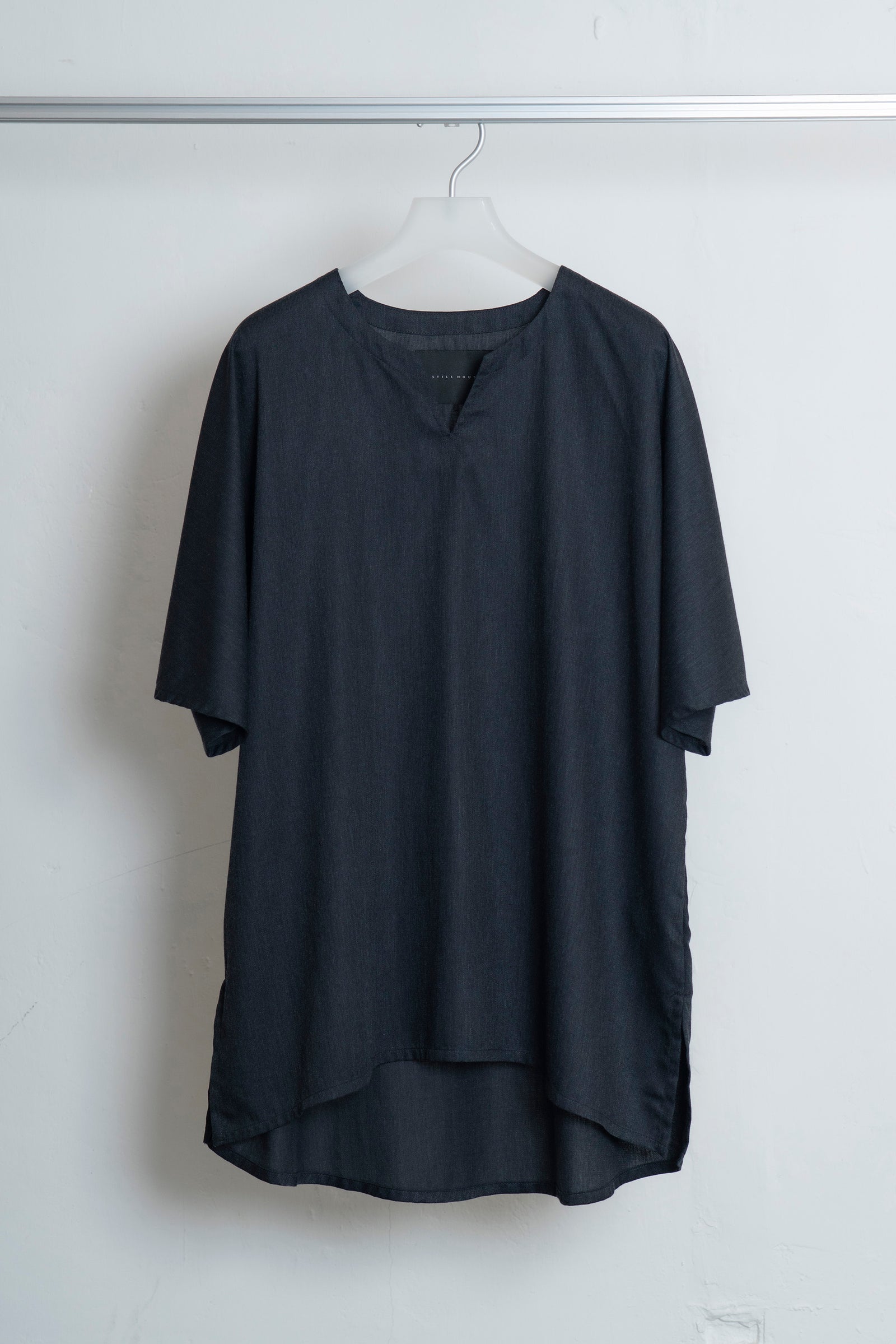 The Split Neck Top - Charcoal