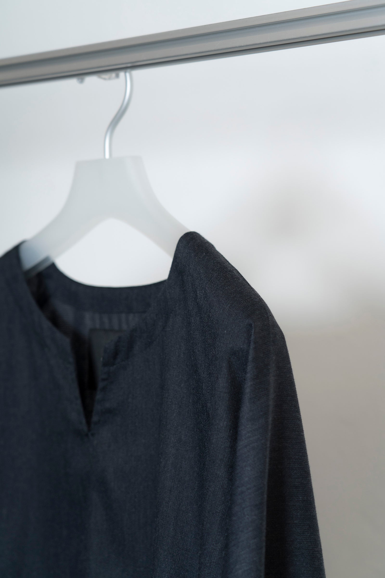 The Split Neck Top - Charcoal